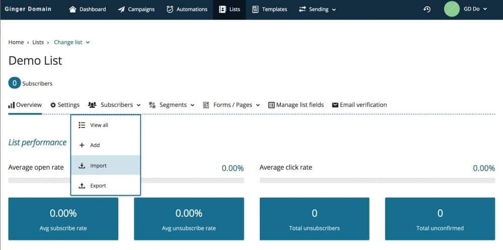 importing subscribers